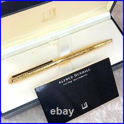 Dunhill Ballpoint Pen Gemline Gold Finish Rare Texture Black Clip with Case
