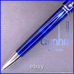 Dunhill Ballpoint Pen Sidecar Rare Blue Marble Lacquer Finish with Case & Card
