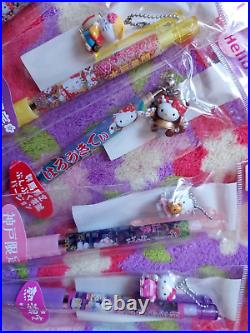E 6 pcs Sanrio VTG Japan hello Kitty doll gotochi charm keychain pen New Rare