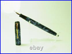 Excellent Rare ONOTO De La Rue Blue Marbled Fountain Pen Flexy 14ct B Nib