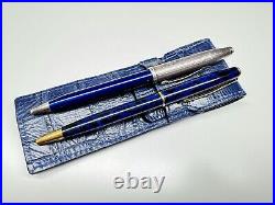 Genuine crocodile pen blue travel storage pouch