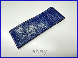 Genuine crocodile pen blue travel storage pouch