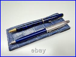 Genuine crocodile pen blue travel storage pouch