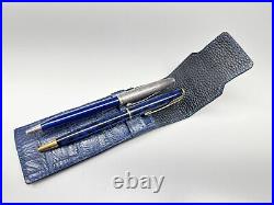 Genuine crocodile pen blue travel storage pouch