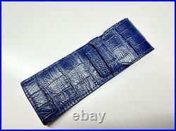 Genuine crocodile pen blue travel storage pouch