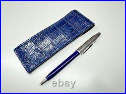 Genuine crocodile pen blue travel storage pouch