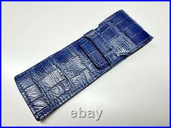 Genuine crocodile pen blue travel storage pouch