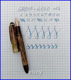 Greif-Gold 112 Tortoise Piston Fountain Pen 14K B Nib Very Rare Collectible VTG