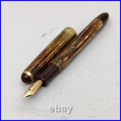 Greif-Gold 112 Tortoise Piston Fountain Pen 14K B Nib Very Rare Collectible VTG