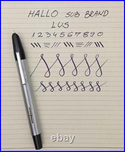 HALLO Metal Retractable Fountain Pen 14K EF Nib ITALY Vintage 60-70s Very Rare