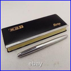 HERO 100 Steel Fountain Pen 14k EF Nib Extremely Rare Vintage Excellent