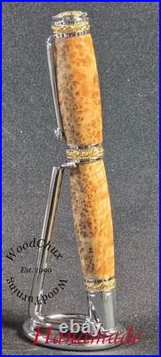 Handmade Exotic Extremely Rare Black Ash Burl Wood Rollerball Fountain Pen 1614