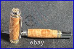 Handmade Exotic Extremely Rare Black Ash Burl Wood Rollerball Fountain Pen 1614a