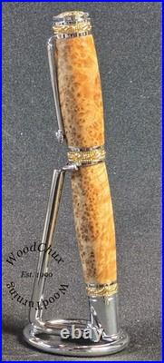 Handmade Exotic Extremely Rare Black Ash Burl Wood Rollerball Fountain Pen 1614a