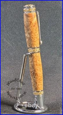 Handmade Exotic Extremely Rare Black Ash Burl Wood Rollerball Fountain Pen 1614a