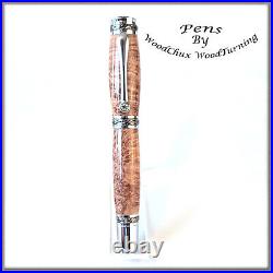 Handmade Rare Exotic Maple Burl Wood Rollerball Or Fountain Pen ART 1332