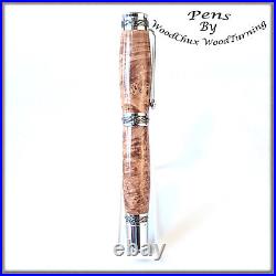 Handmade Rare Exotic Maple Burl Wood Rollerball Or Fountain Pen ART 1332a