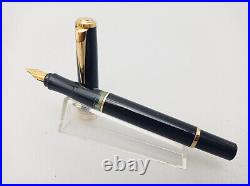 Herlitz Bugatti Piston 24k Gold Trim Fountain Pen 14k F Nib Vintage 80s Rare