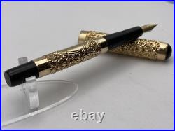 John Holland Eyedropper F Pen Gold Snail Overlay 14K Flexy Nib C 1891-1910 RARE