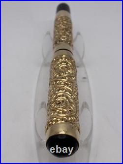 John Holland Eyedropper F Pen Gold Snail Overlay 14K Flexy Nib C 1891-1910 RARE