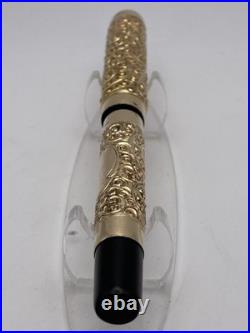John Holland Eyedropper F Pen Gold Snail Overlay 14K Flexy Nib C 1891-1910 RARE