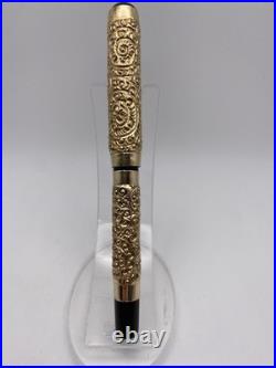 John Holland Eyedropper F Pen Gold Snail Overlay 14K Flexy Nib C 1891-1910 RARE