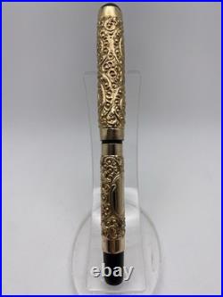 John Holland Eyedropper F Pen Gold Snail Overlay 14K Flexy Nib C 1891-1910 RARE