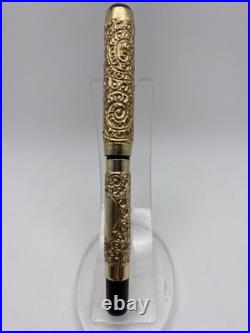 John Holland Eyedropper F Pen Gold Snail Overlay 14K Flexy Nib C 1891-1910 RARE