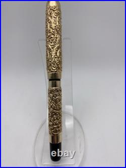 John Holland Eyedropper F Pen Gold Snail Overlay 14K Flexy Nib C 1891-1910 RARE