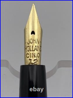 John Holland Eyedropper F Pen Gold Snail Overlay 14K Flexy Nib C 1891-1910 RARE