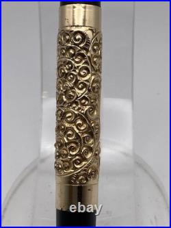 John Holland Eyedropper F Pen Gold Snail Overlay 14K Flexy Nib C 1891-1910 RARE