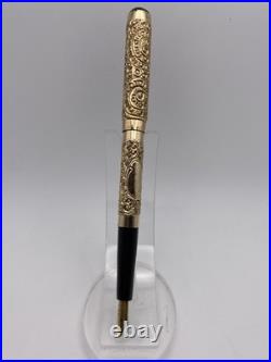 John Holland Eyedropper F Pen Gold Snail Overlay 14K Flexy Nib C 1891-1910 RARE