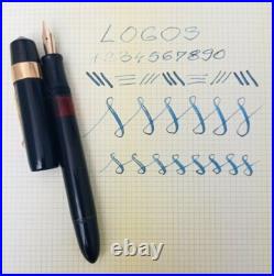 LOGOS Celluloid Piston Fountain Pen 14k Flex Nib Excellent Very Rare Vntage 50s