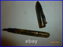 La Ritzie Antique Fountain Pen Vintage Pen 14k Gold Nib Celluloid Marbled RARE