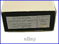 Legendary Mint Montblanc Lorenzo De Medicis Patron Of Art Le Fountain Pen 1992
