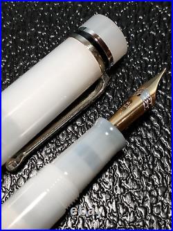 Limited Edition Pwi White Bexley 14k 585 Gold M Nib Very Rare Fountain Pen