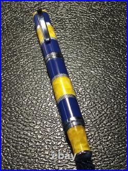 MONTEVERDE U. S. A. RARE 1990's AMBER AND BLUE VINTAGE FOUNTAIN PEN MEDIUM NIB