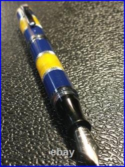 MONTEVERDE U. S. A. RARE 1990's AMBER AND BLUE VINTAGE FOUNTAIN PEN MEDIUM NIB