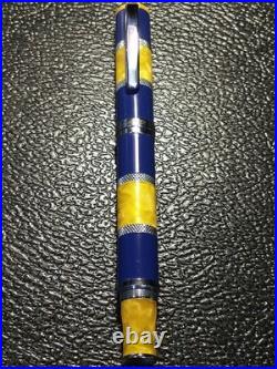 MONTEVERDE U. S. A. RARE 1990's AMBER AND BLUE VINTAGE FOUNTAIN PEN MEDIUM NIB