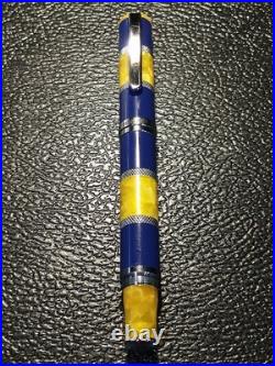 MONTEVERDE U. S. A. RARE 1990's AMBER AND BLUE VINTAGE FOUNTAIN PEN MEDIUM NIB