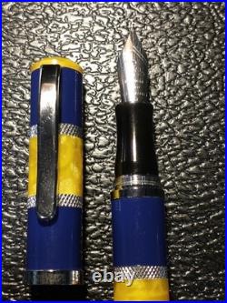 MONTEVERDE U. S. A. RARE 1990's AMBER AND BLUE VINTAGE FOUNTAIN PEN MEDIUM NIB