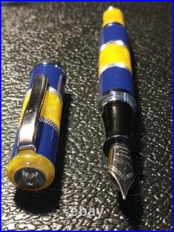 MONTEVERDE U. S. A. RARE 1990's AMBER AND BLUE VINTAGE FOUNTAIN PEN MEDIUM NIB