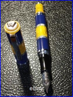 MONTEVERDE U. S. A. RARE 1990's AMBER AND BLUE VINTAGE FOUNTAIN PEN MEDIUM NIB