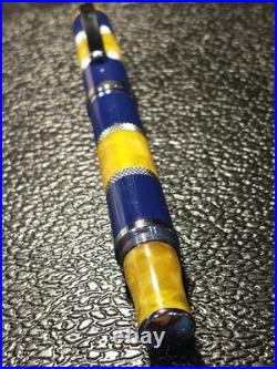 MONTEVERDE U. S. A. RARE 1990's AMBER AND BLUE VINTAGE FOUNTAIN PEN MEDIUM NIB