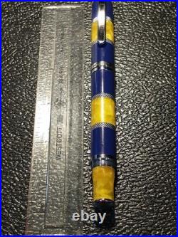 MONTEVERDE U. S. A. RARE 1990's AMBER AND BLUE VINTAGE FOUNTAIN PEN MEDIUM NIB
