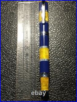 MONTEVERDE U. S. A. RARE 1990's AMBER AND BLUE VINTAGE FOUNTAIN PEN MEDIUM NIB