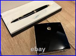 Montblanc 146 Fountain Pen M Nib With Crystal Pen Holder Stand Rare