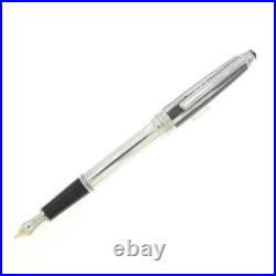 Montblanc Meisterstück Silver Fiber Classic Fountain Pen 18K M Nib, Rare Montblanc Meisterstück Silver Fiber Classic Fountain Pen 18K M Nib, Rare