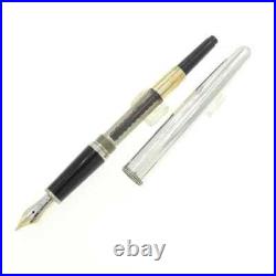 Montblanc Meisterstück Silver Fiber Classic Fountain Pen 18K M Nib, Rare Montblanc Meisterstück Silver Fiber Classic Fountain Pen 18K M Nib, Rare