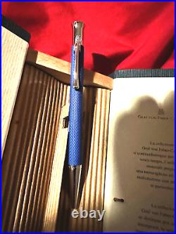 NEW RARE BOXED! OOP GRAF VON FABER CASTELL Guilloche BLUE c 2000 BALL POINT PEN